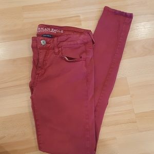AEO Sateen X Jeggings in Dusty Red